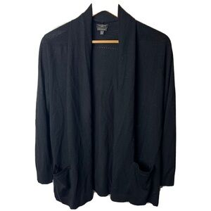 Talbots Pure Merino Wool Cardigan Sweater In Black Size Medium Petite